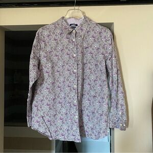 Chaps No Iron Paisley Button-Up Shirt. Long Sleeve, Size 1X
